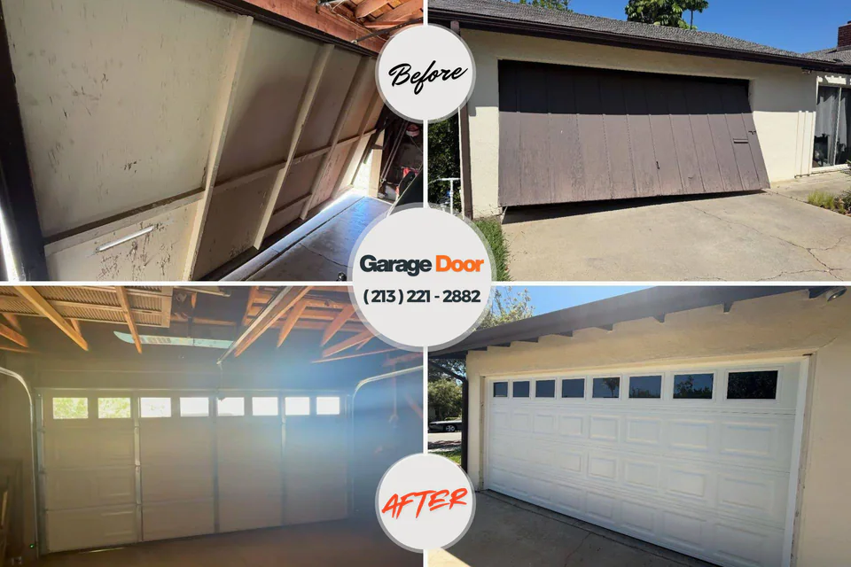Before and after: garage door repair Seabrook Farms, NJ